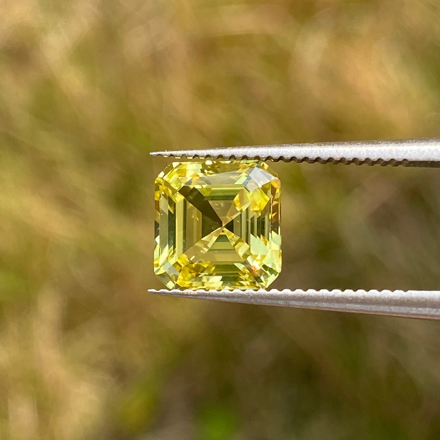 Lab Grown Yellow Sapphire, Asscher Shape Gemstone Loose