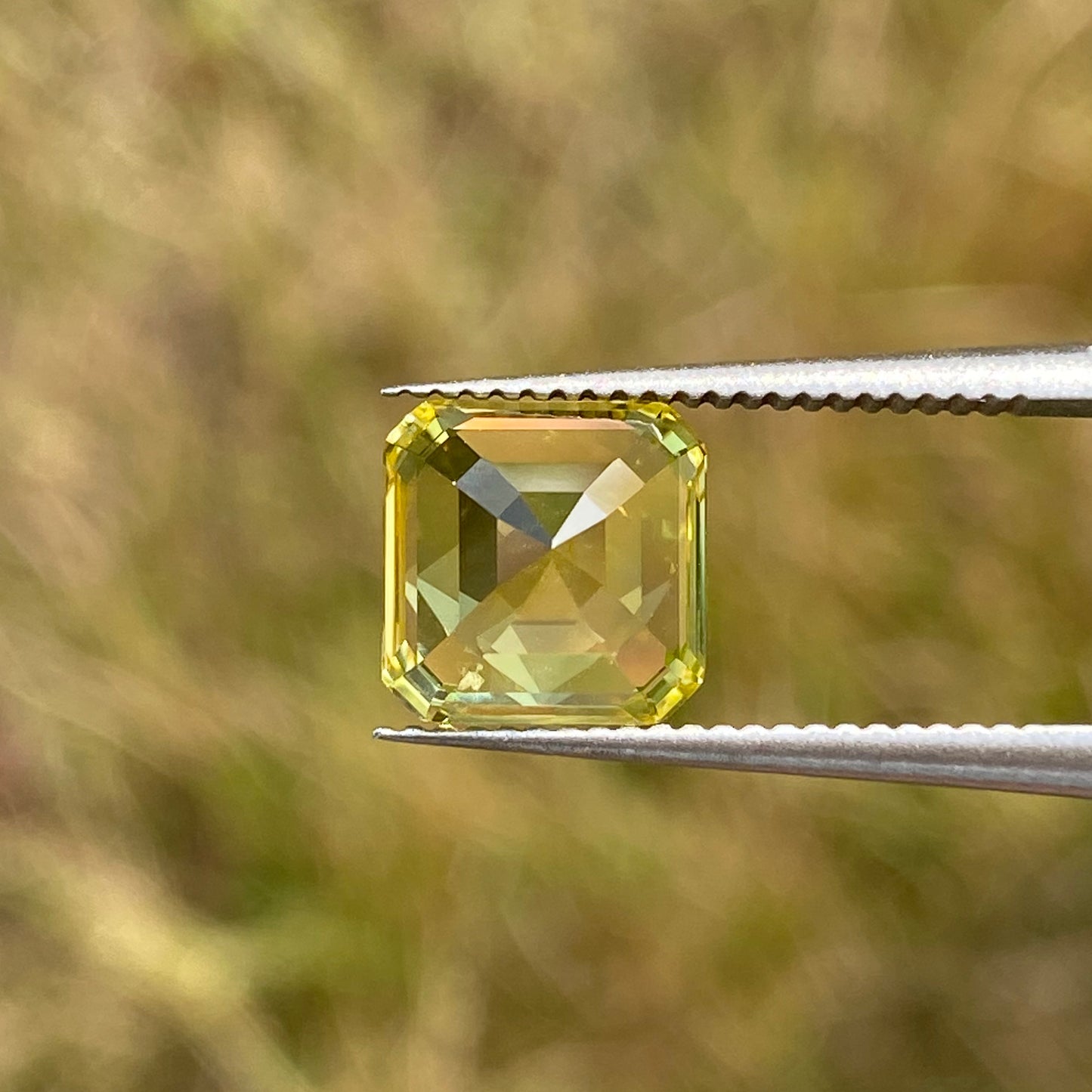 Lab Grown Yellow Sapphire, Asscher Shape Gemstone Loose